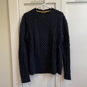 BANANA REPUBLIC MEN'S CLASSIC CABLE KNIT SWEATER, NAVY, LARGE